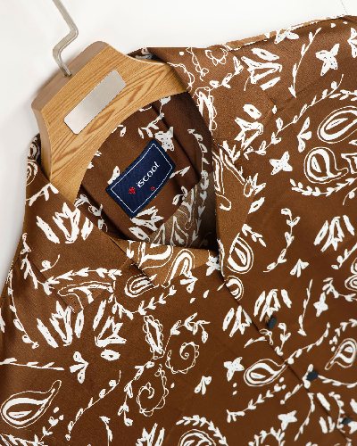 Zafran Print Cuban Collar Shirt